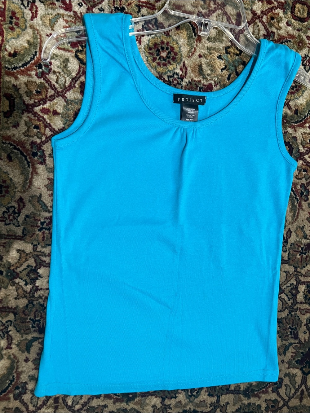 Project Bright Turquoise Scoop Neck Tank Top Size Small